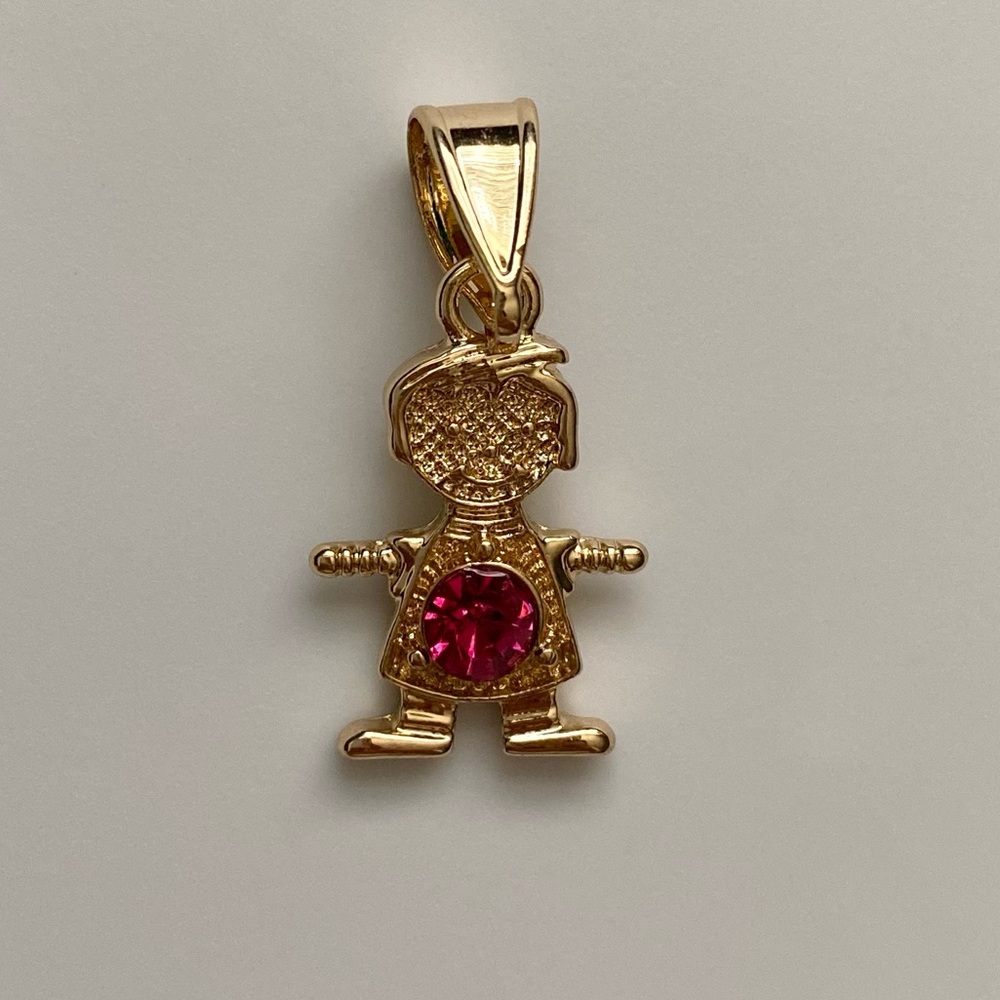 January (Garnet) Gold Plated Boy Birthstone Pendant